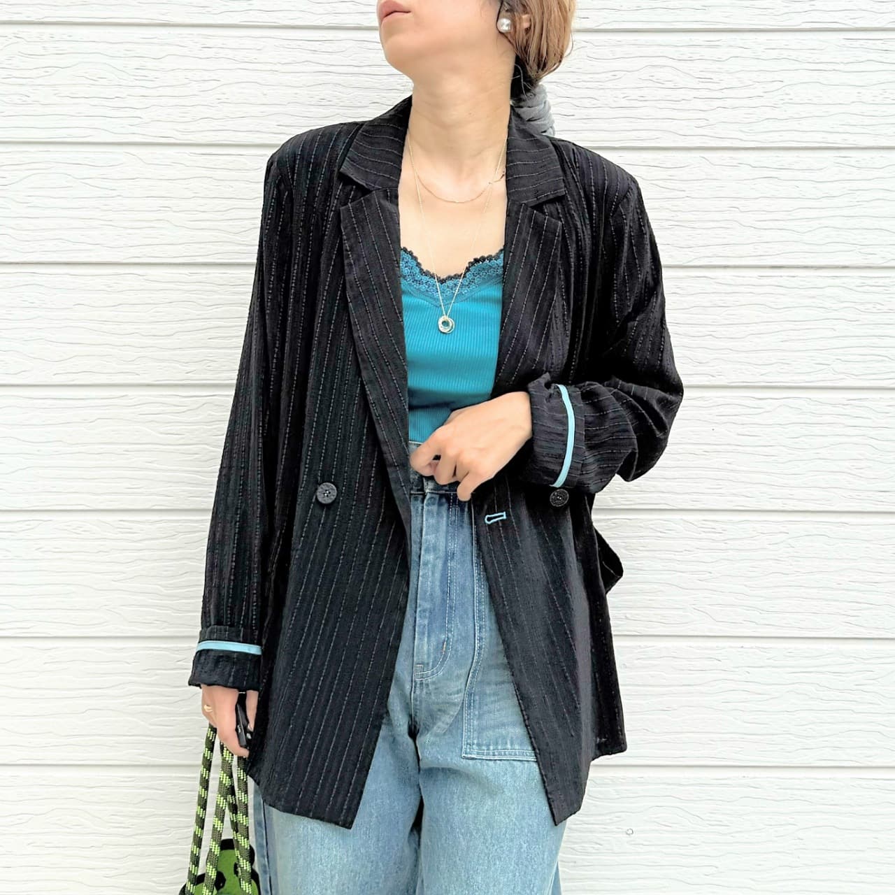 ダブルブレストリラックスジャケット ブラック Free