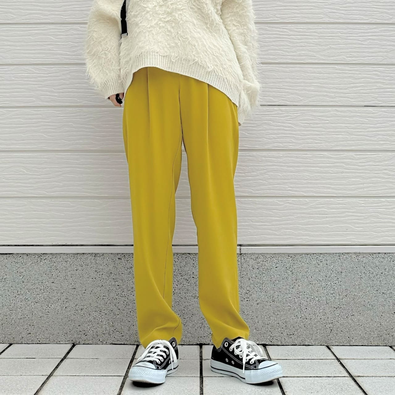 ストレッチツイルテーパードパンツ マスタード Free