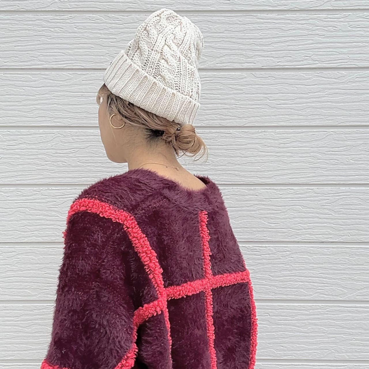 ケーブルニットワッチ アイボリー Free