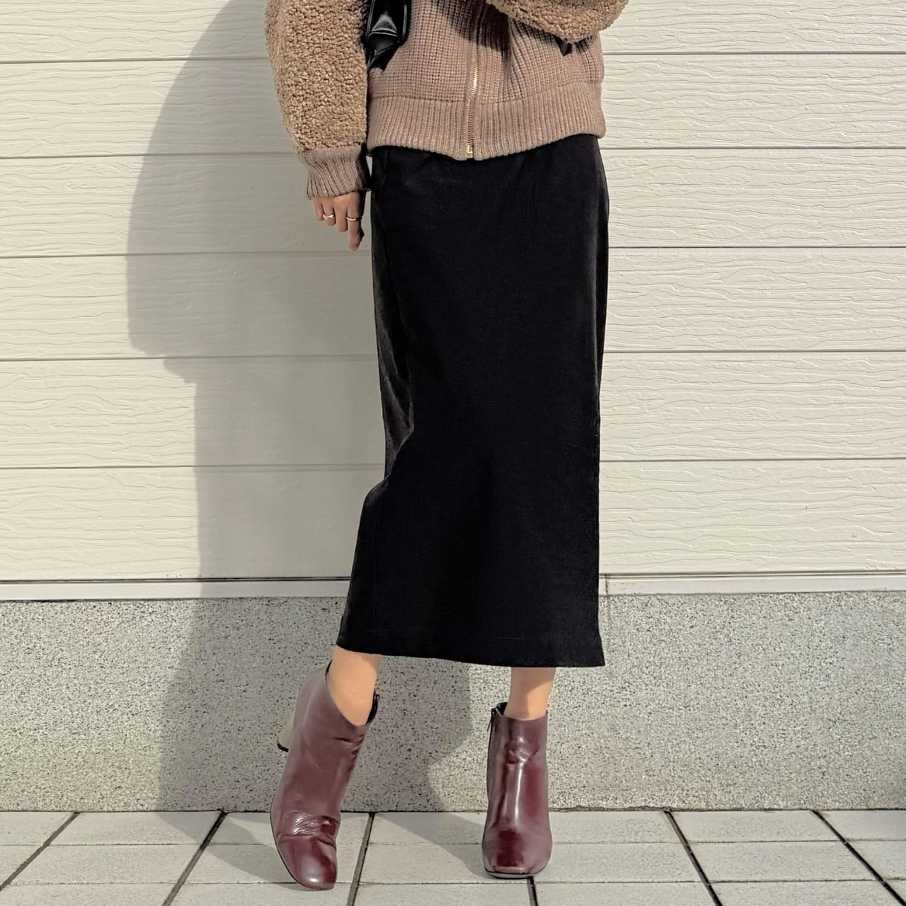 裏毛ストレッチタイトスカート ブラック Free