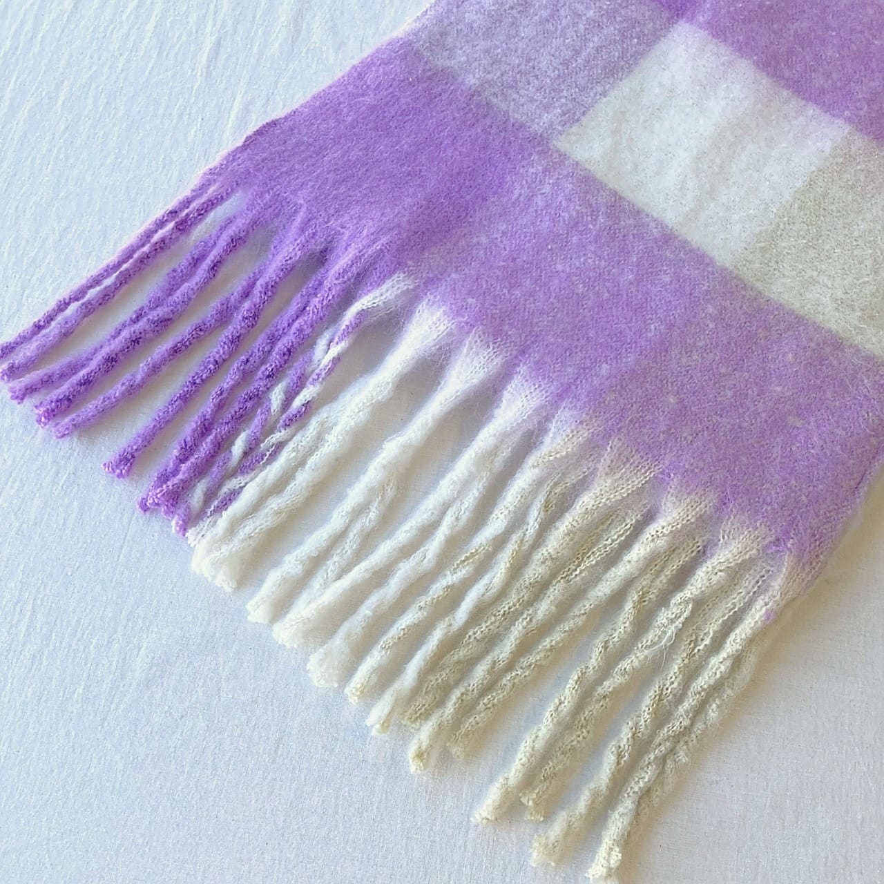 ボリュームチェックマフラー パープル Free