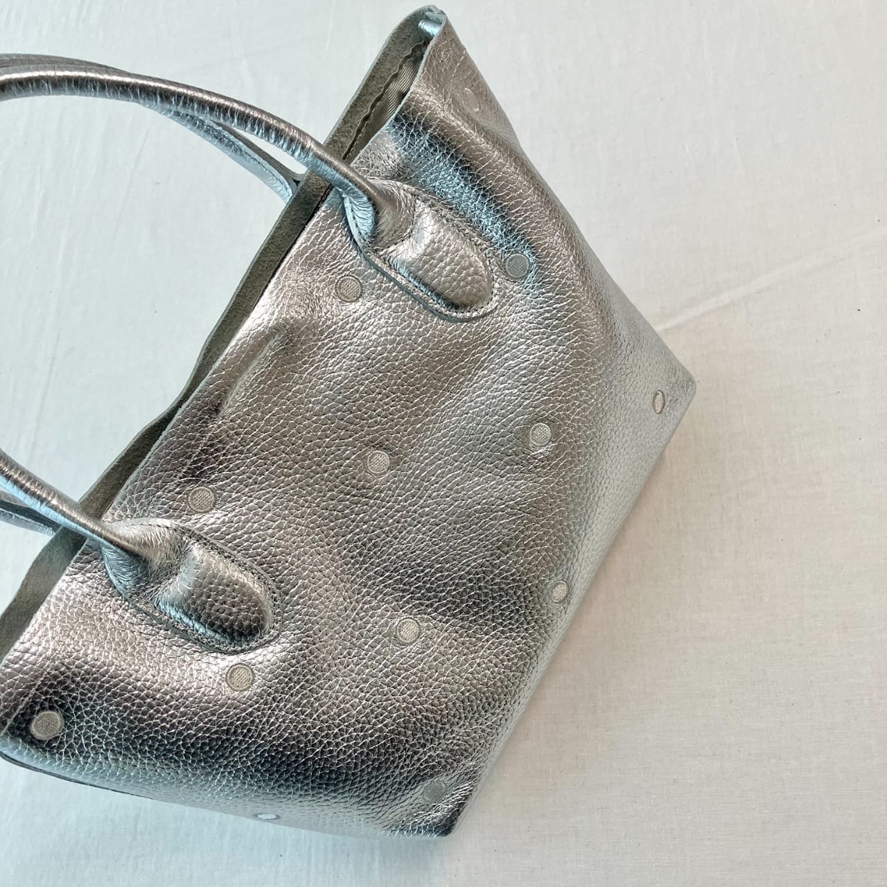 牛革ドット2wayトート シルバー Free