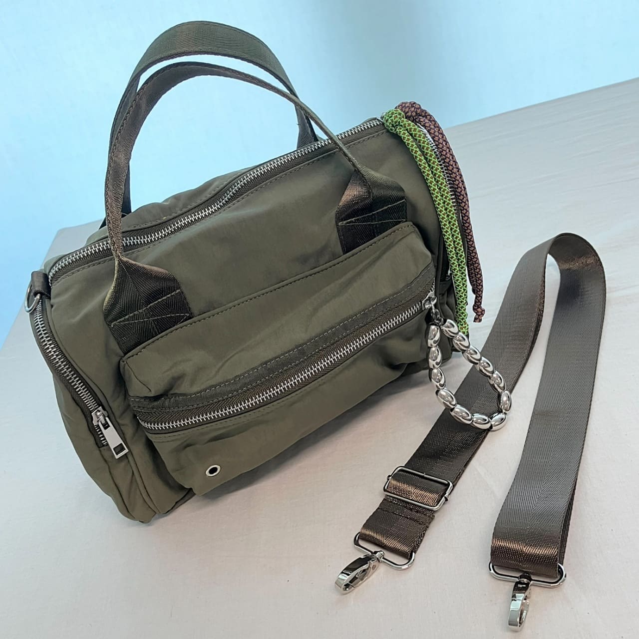 ミリタリーチャームボストン カーキ Free