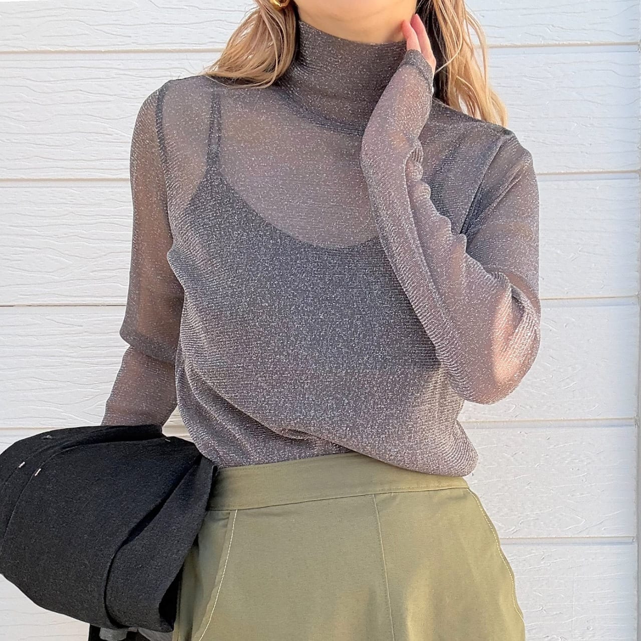 ラメシアーハイネックインナー ブラック Free