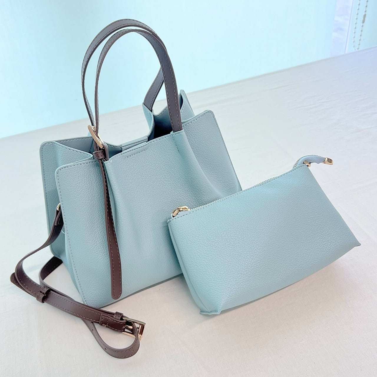 ショルダーバック付きトート ブルー Free