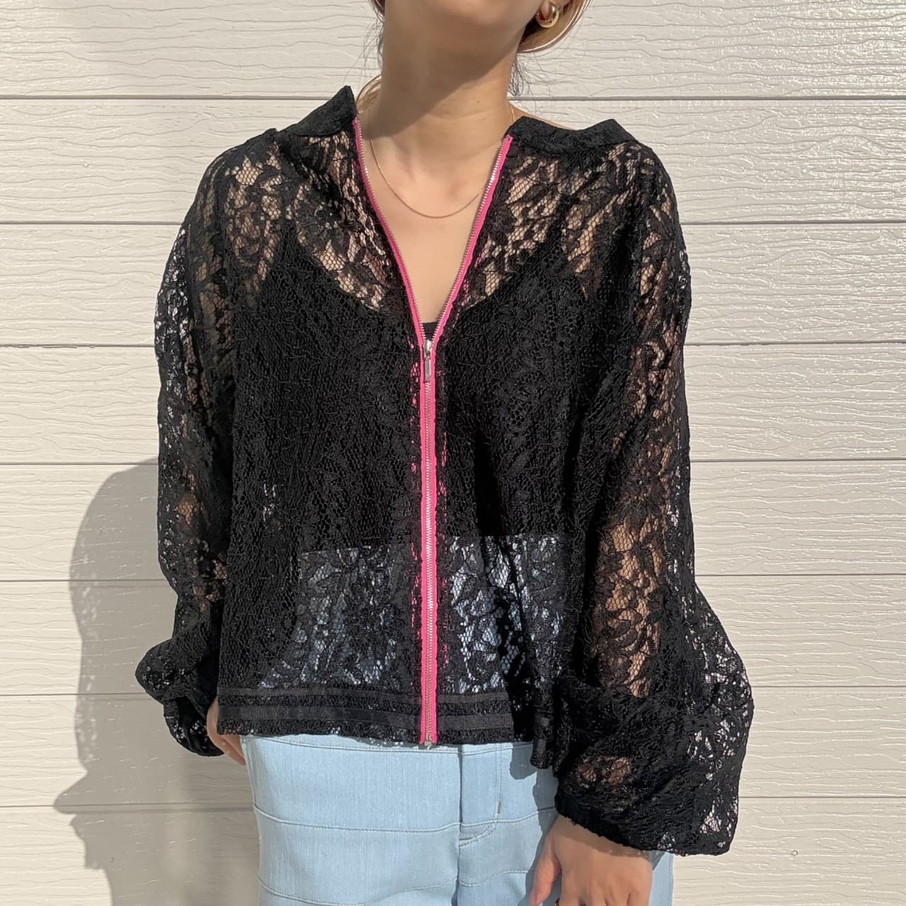 レースブルゾン ブラック Free