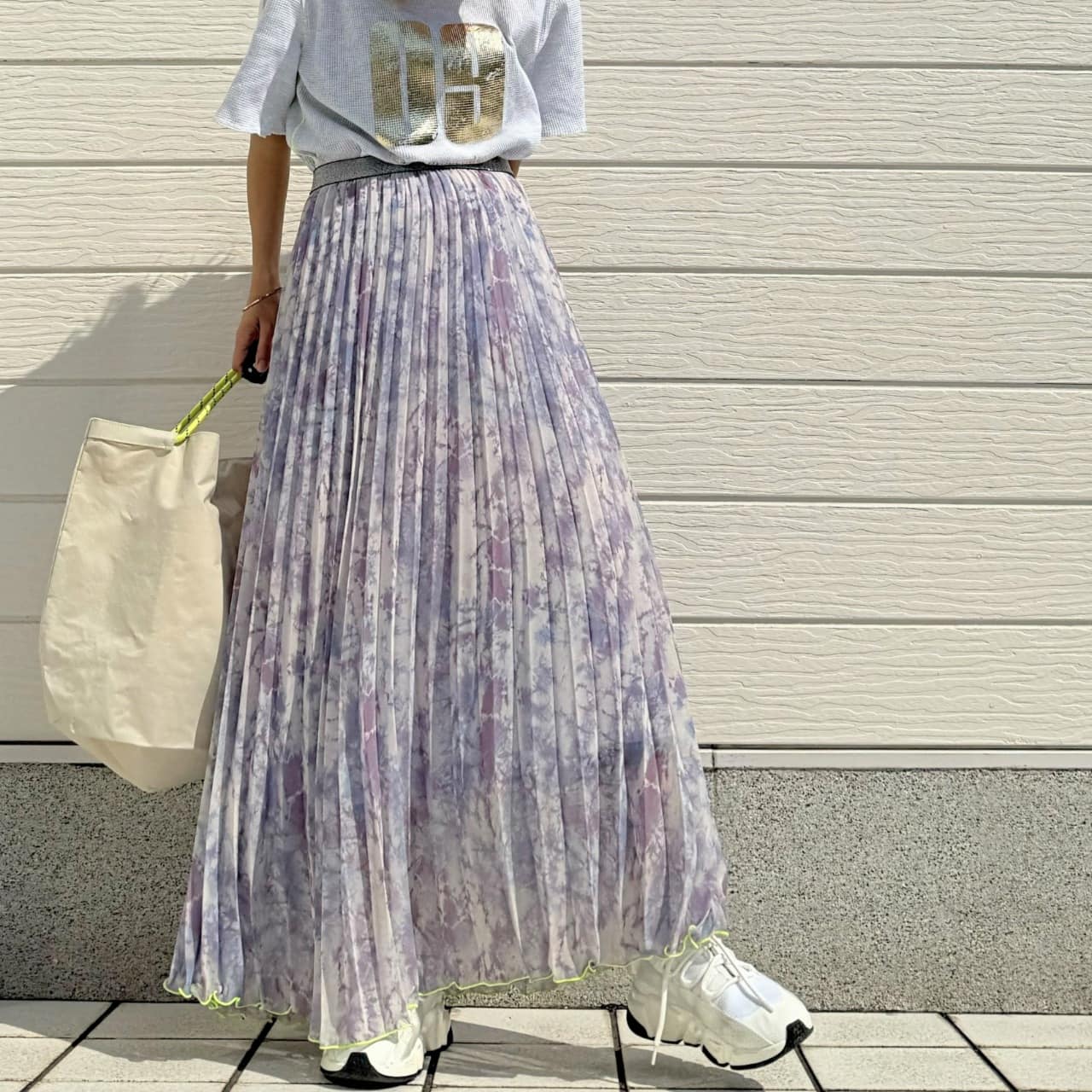 ニュアンスカラープリーツスカート パープル Free