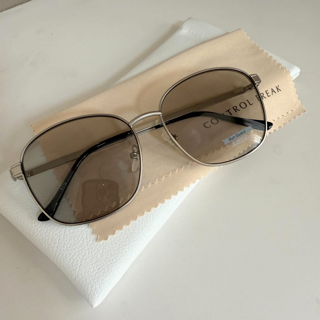 メタル細フレームサングラス ブラウン Free