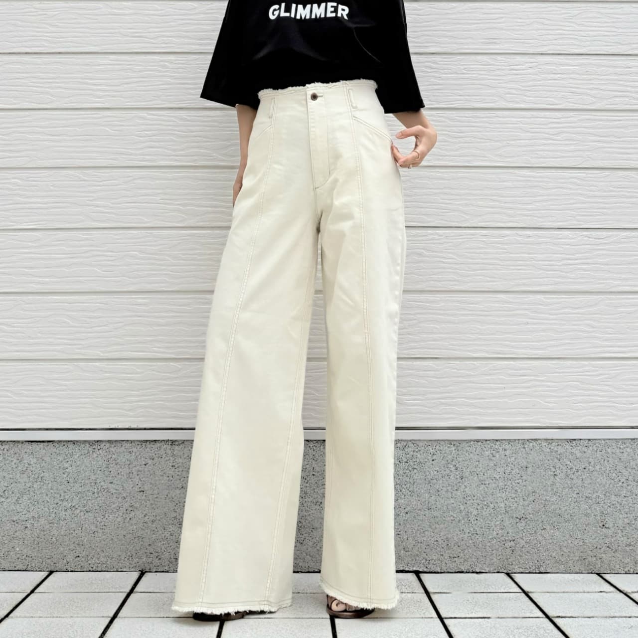 ストレッチデニムパンツ ホワイト Free