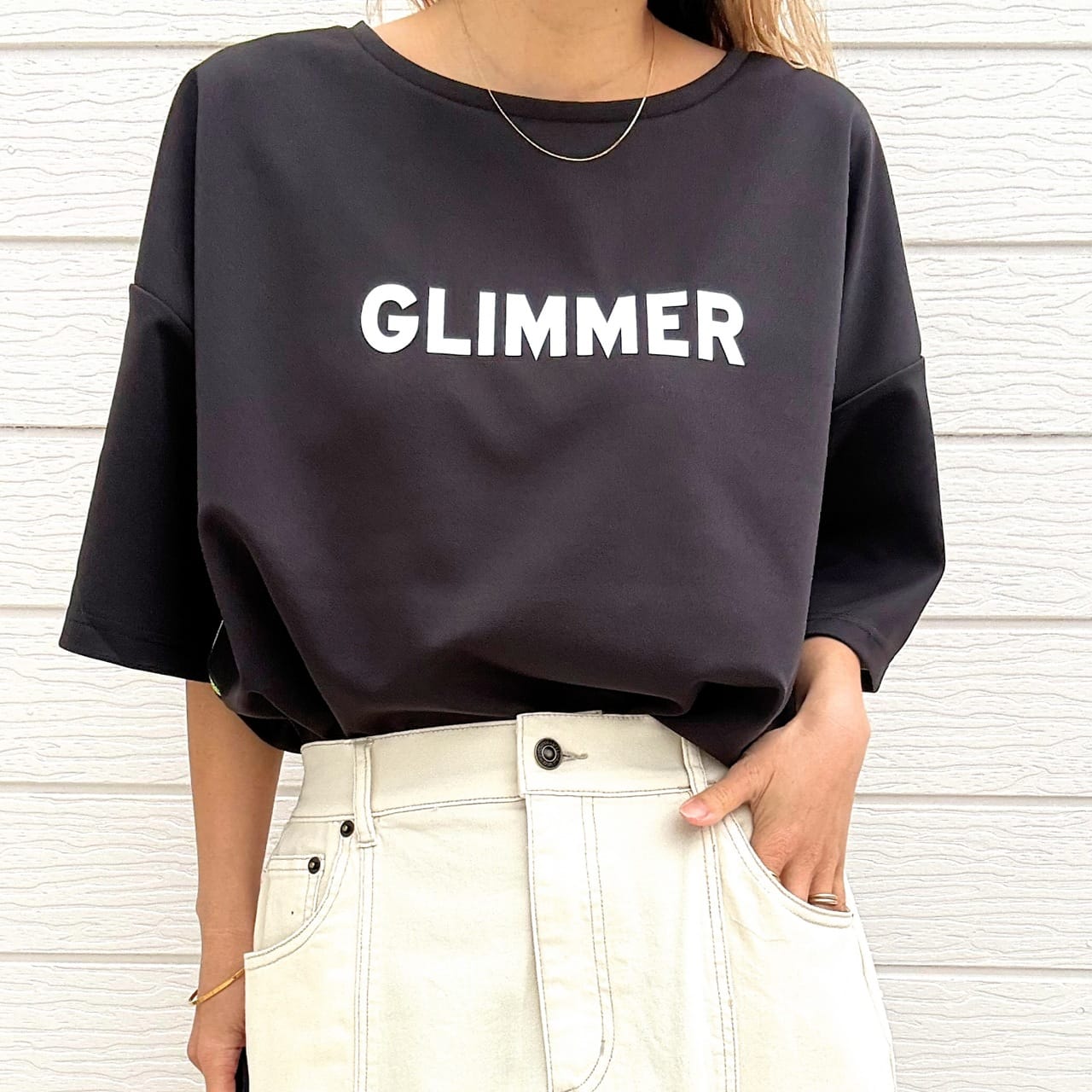 GLIIMMER半袖トップス ブラック Free