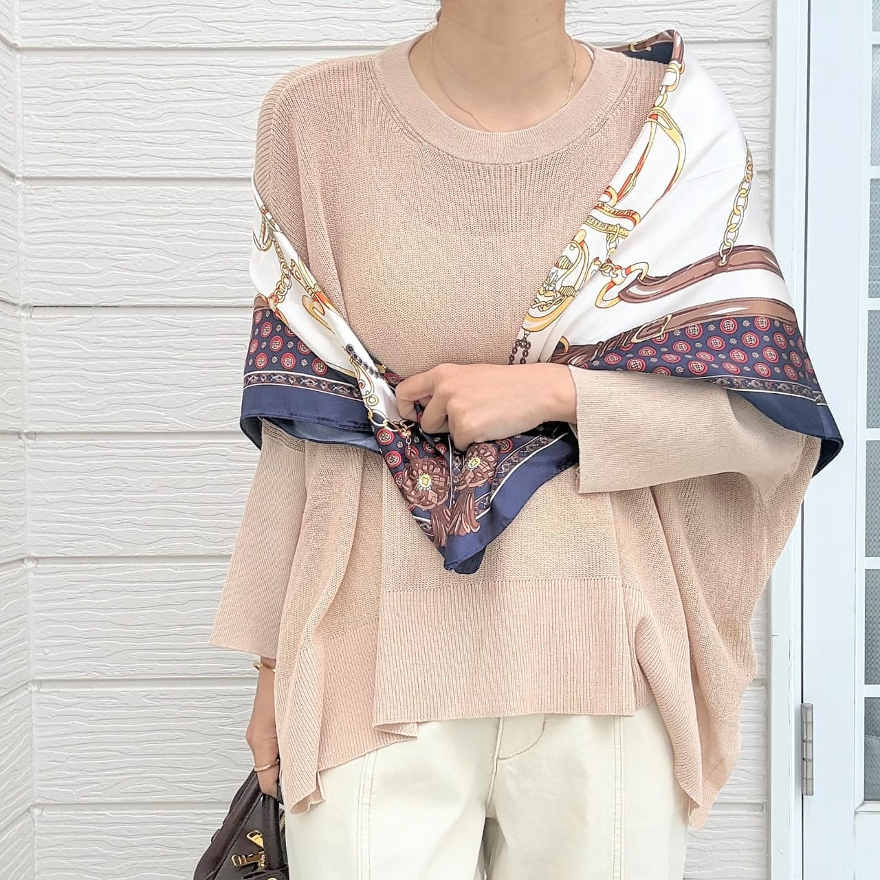 UV片畦ボックスニット ベージュ Free