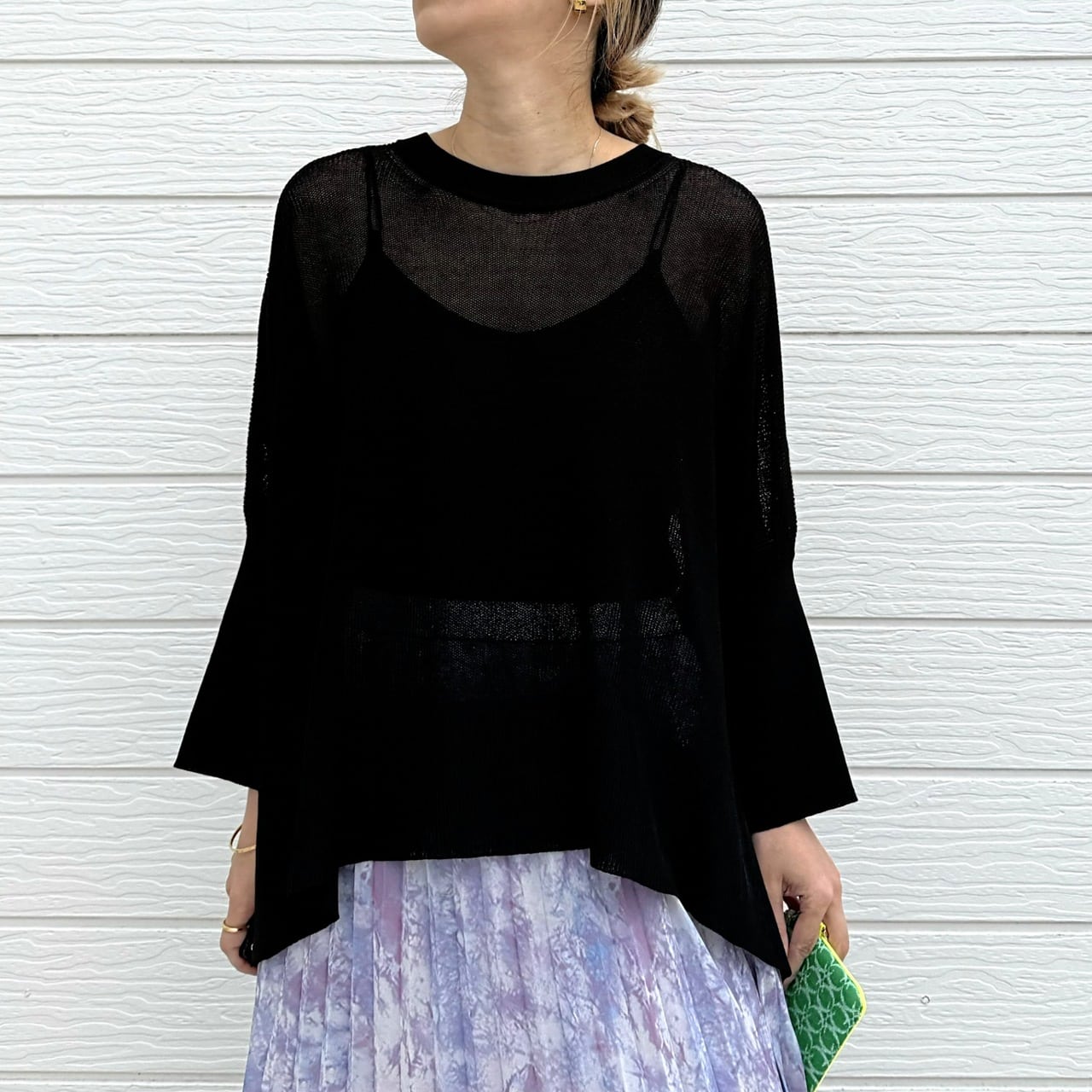 UV片畦ボックスニット ブラック Free