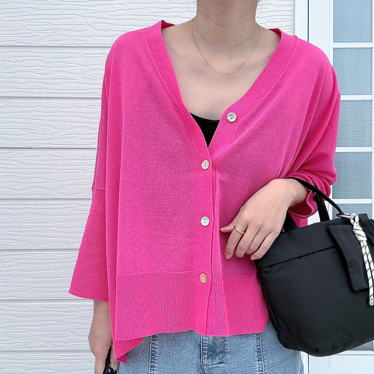 接触冷感BOXカーデ ピンク Free