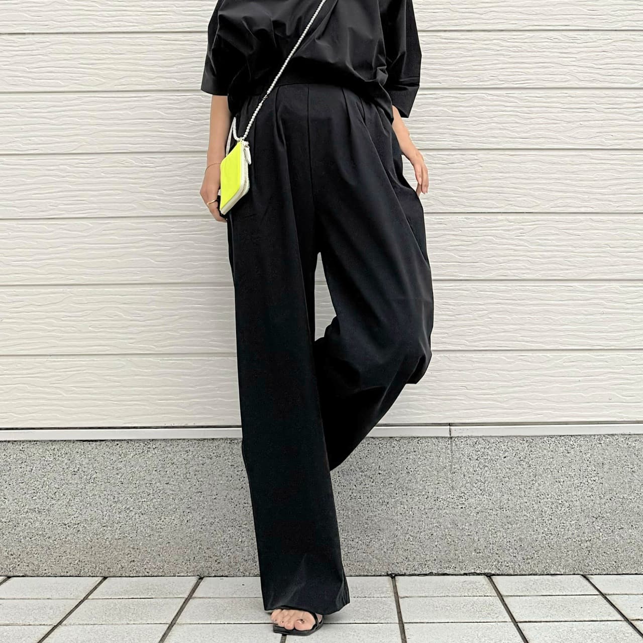 アイスタッチワイドストレートパンツ ブラック Free