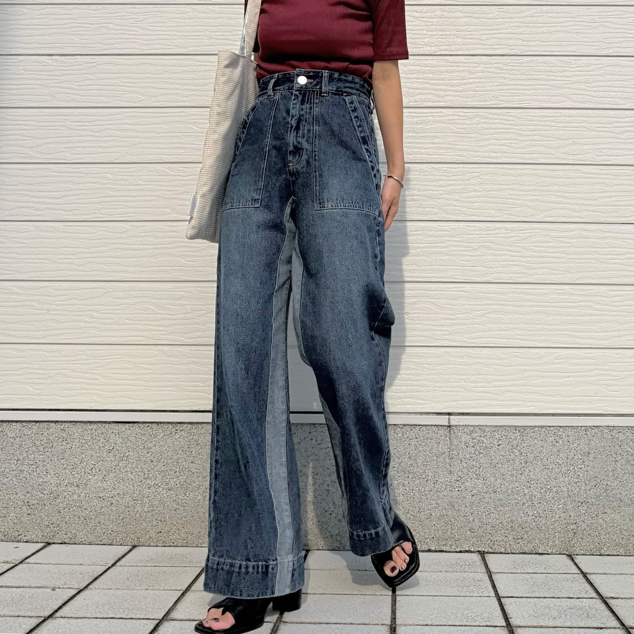 Qgirlワイドデニム インライン インディゴ S(36)