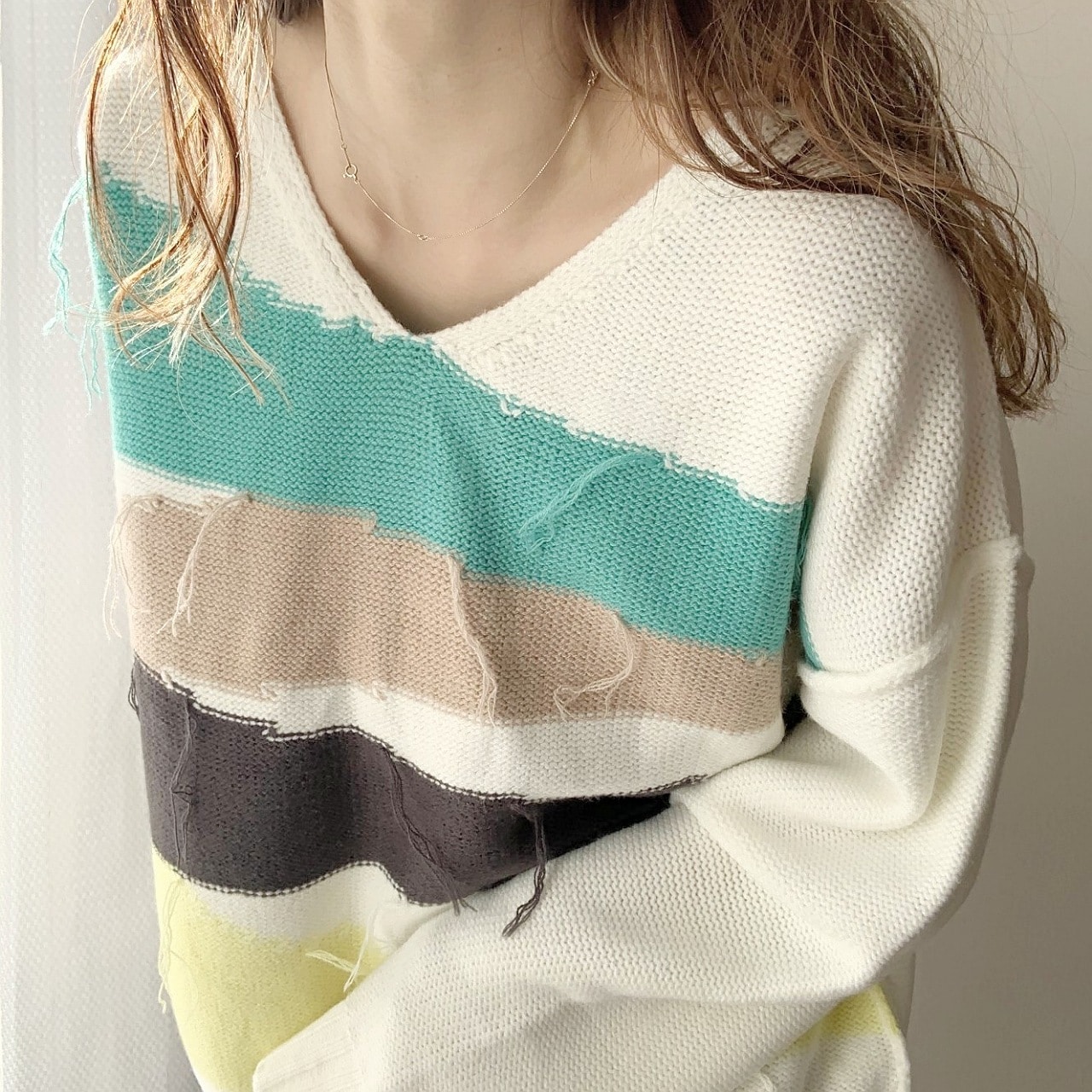 4色ニュアンスボーダーニット ブラック Free