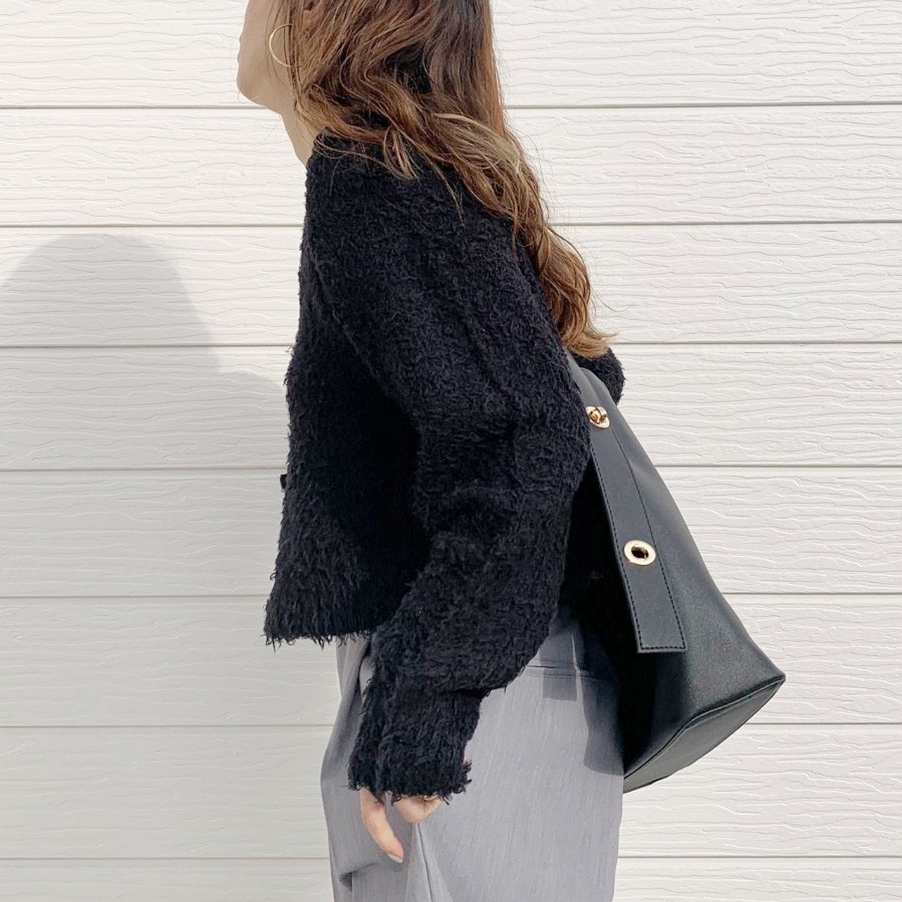 コットンシャギーカーデ ブルー Free