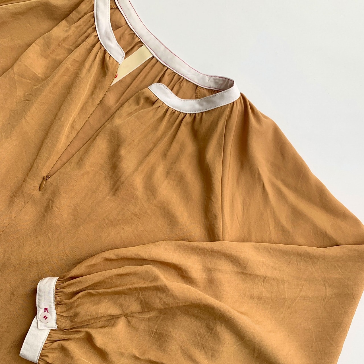 フロントZIPギャザーブラウス テラコッタ Free