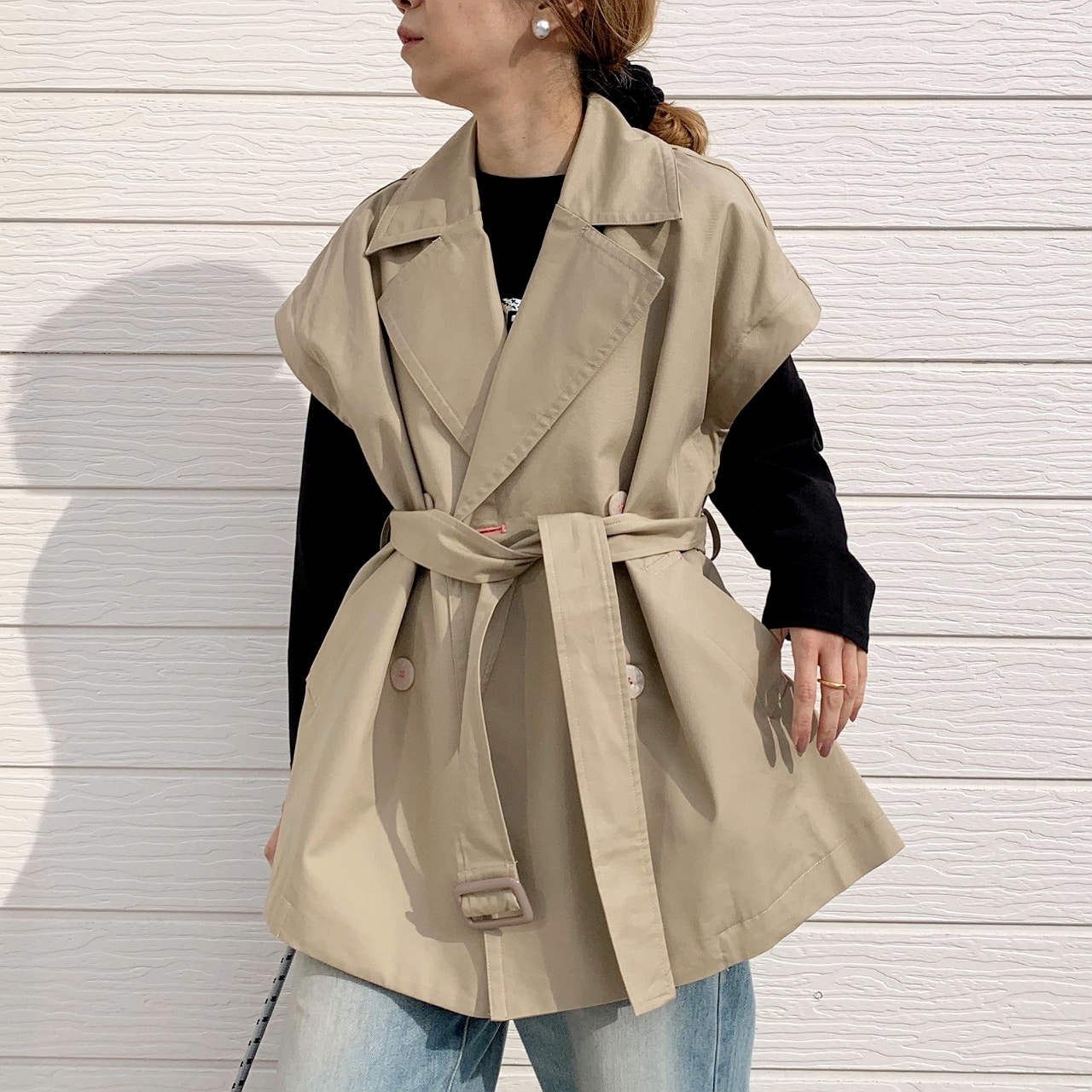 2wayショートトレンチ ブルー Free