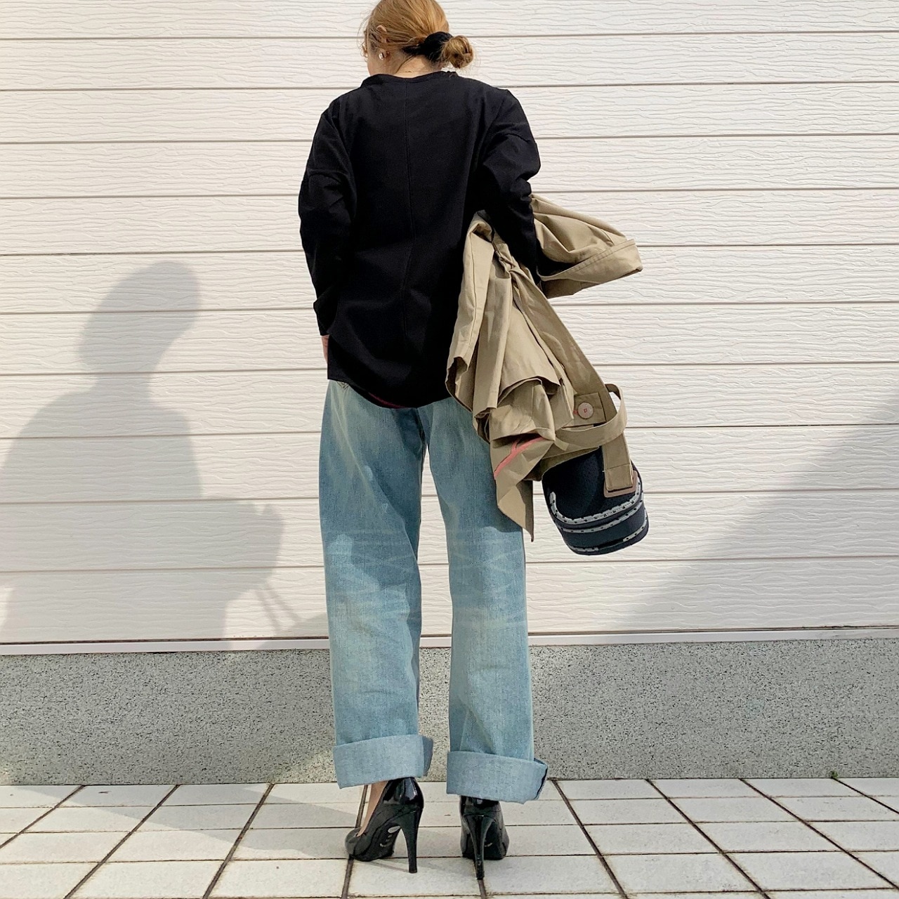 スクエア箔ロンT ブラック Free