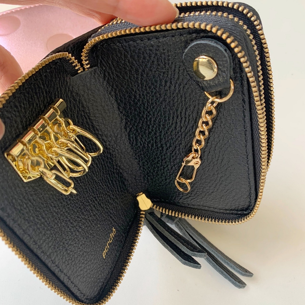 ドット型押ジャバラキーケース ブラック Free