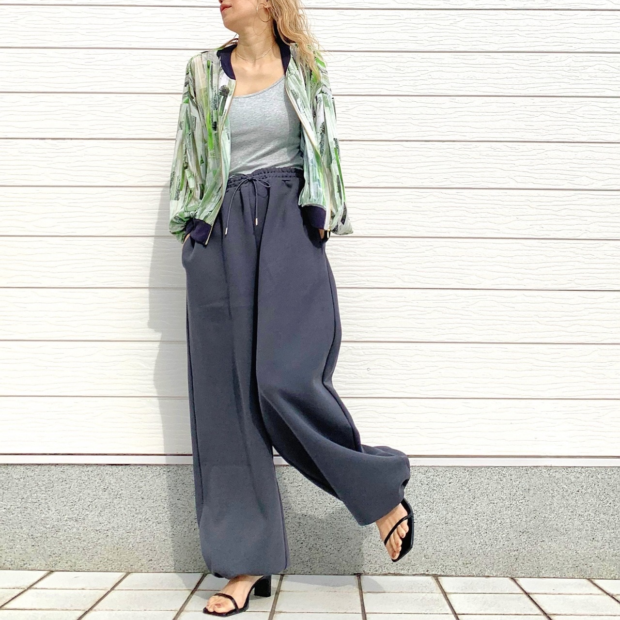 ニュアンスカラーブルゾン グリーン Free