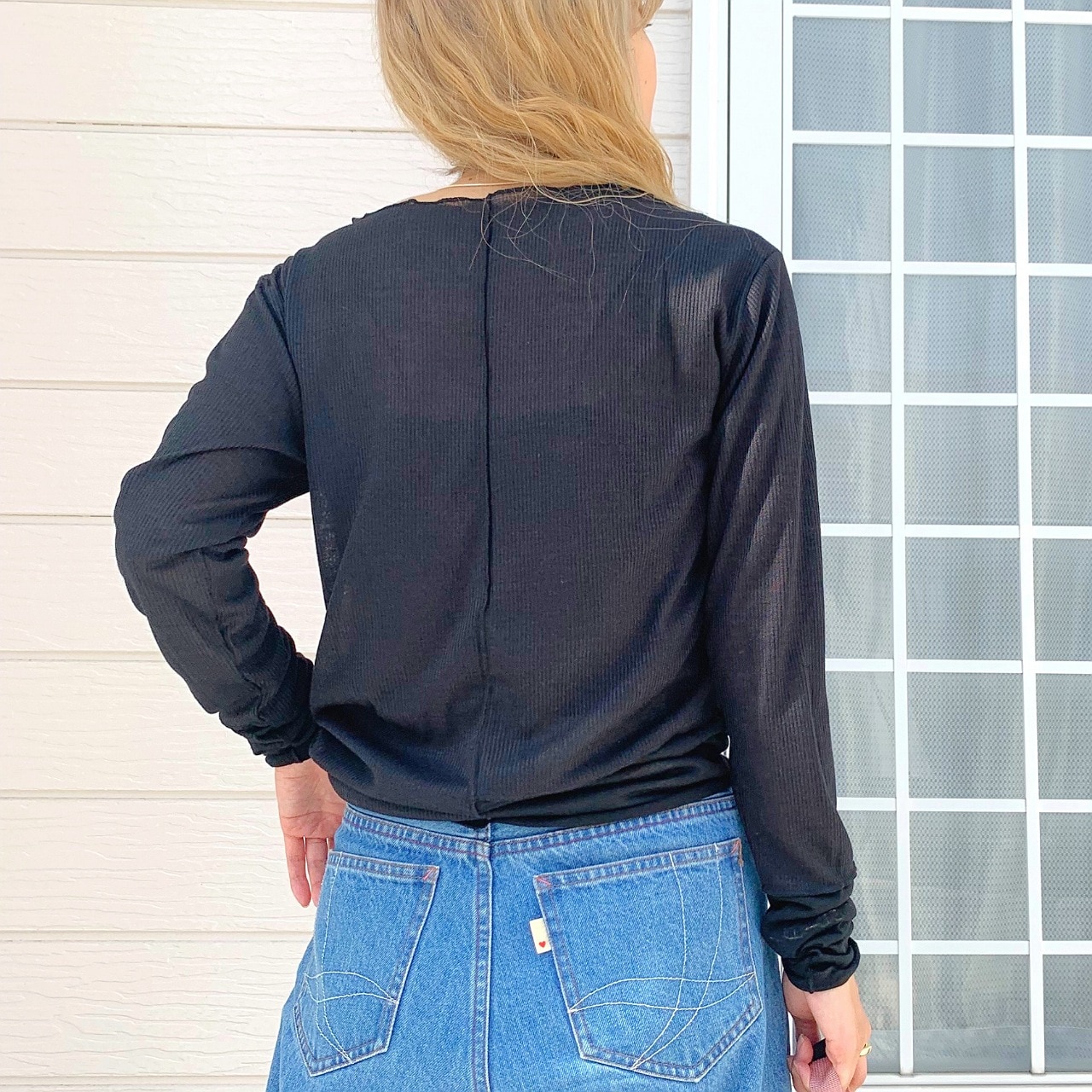 ブロック切り替えトップス アイボリー Free