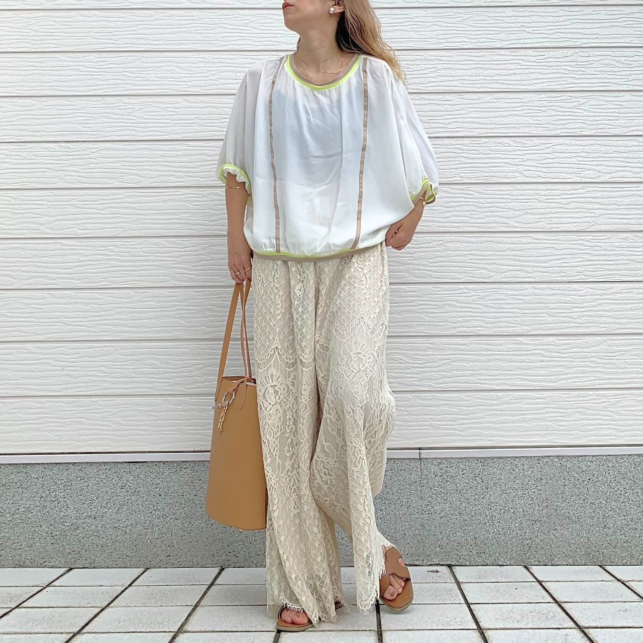 リブネックグログラントップス ホワイト Free