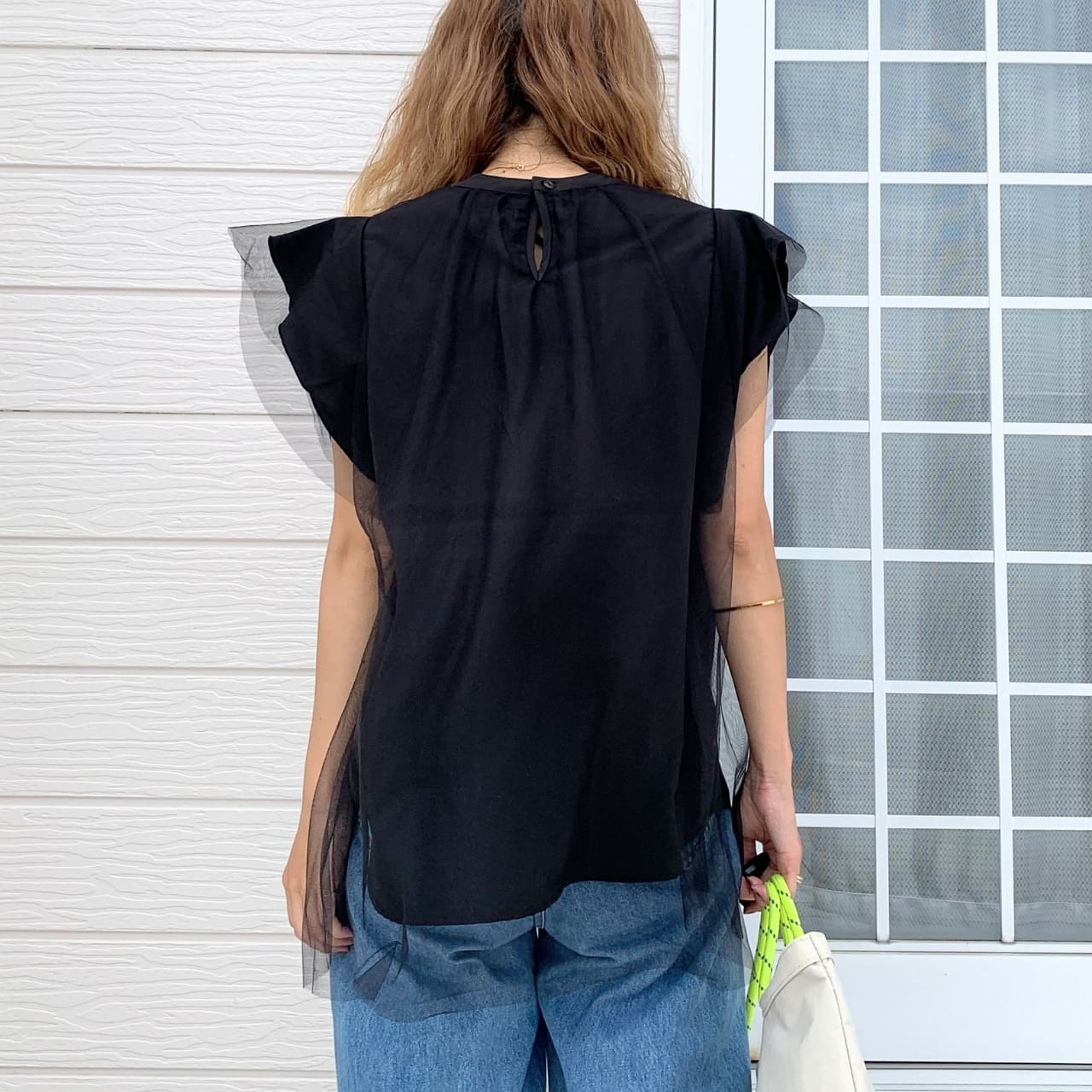 フレアスリーブブラウス ブラウン Free