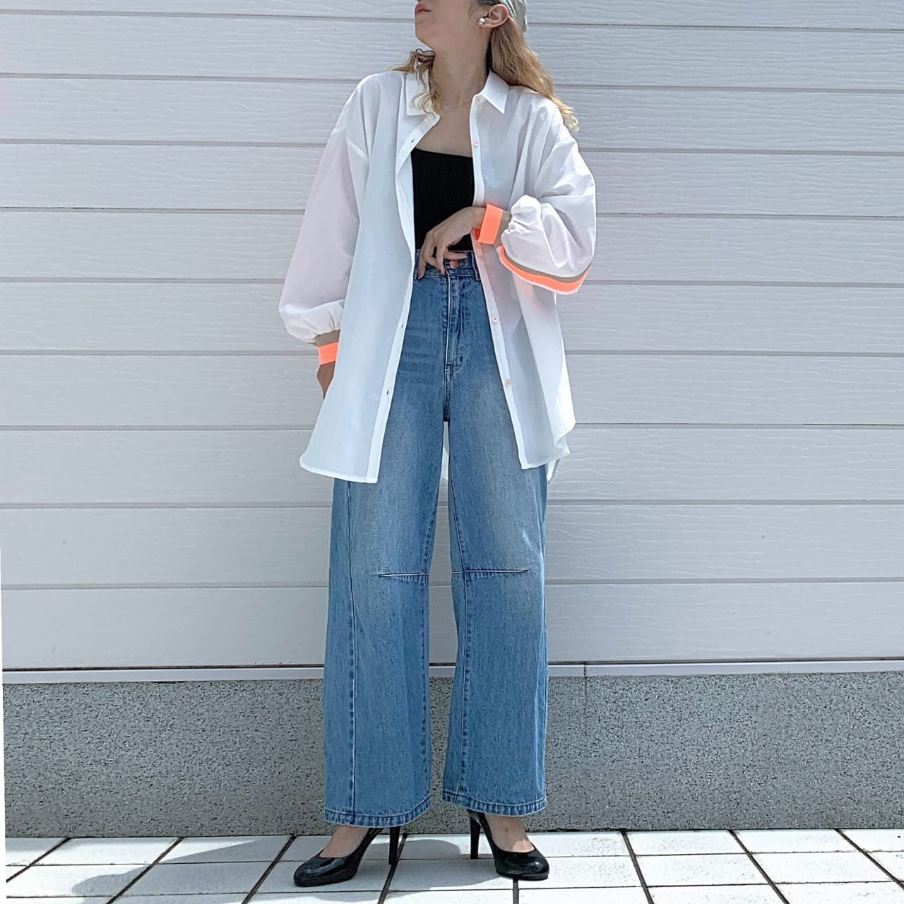 ヨークリブドッキングシャツ ホワイト Free