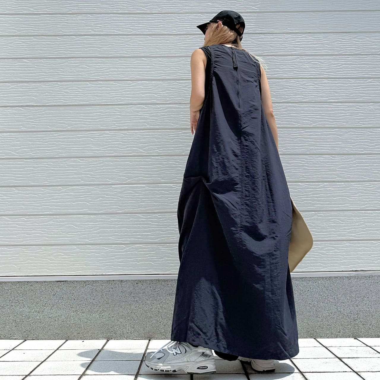 リブ付きワンピース ブラウン Free