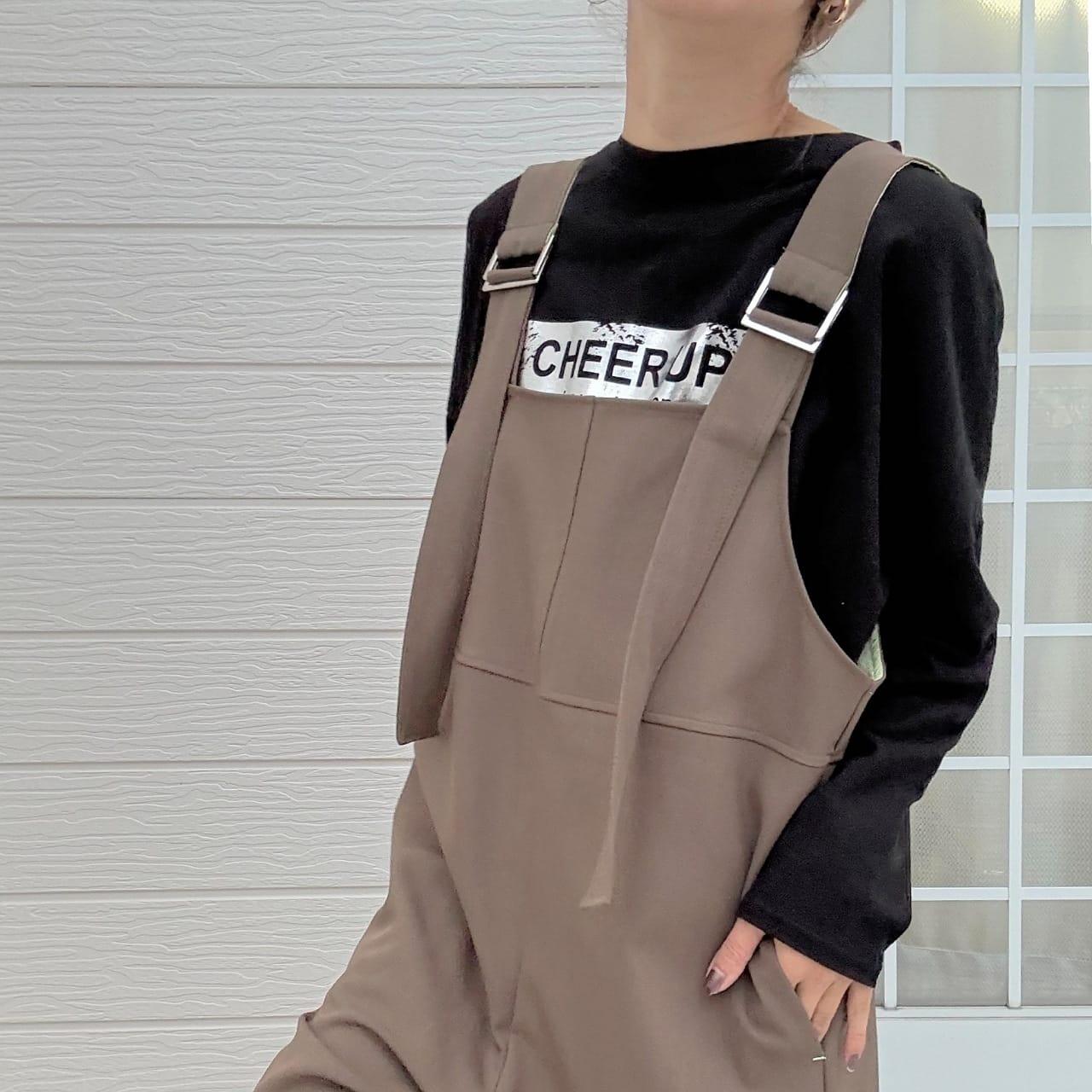 ショルダーベルトサロペット ブラウン Free