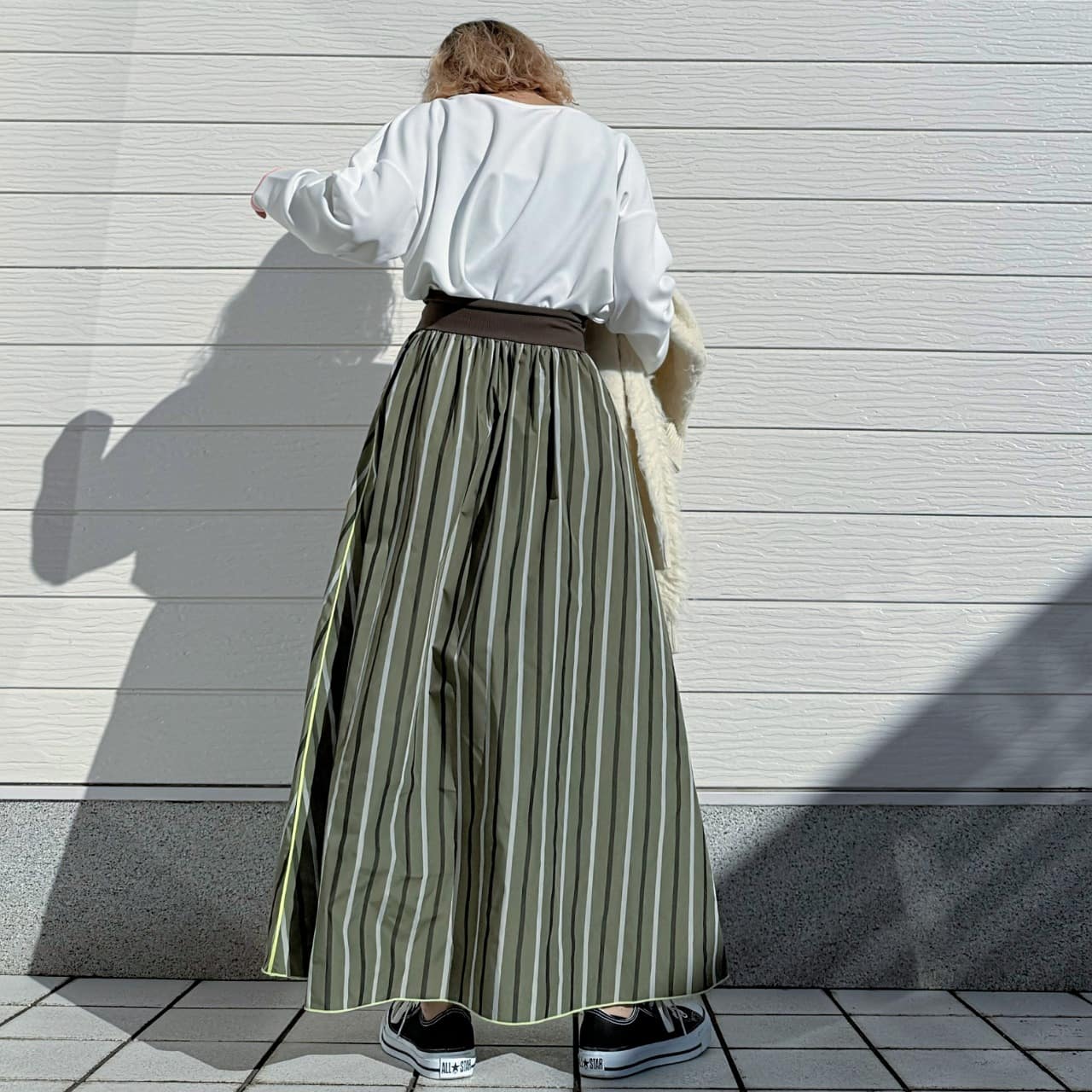 メモリーマルチストライプスカート ネイビー Free