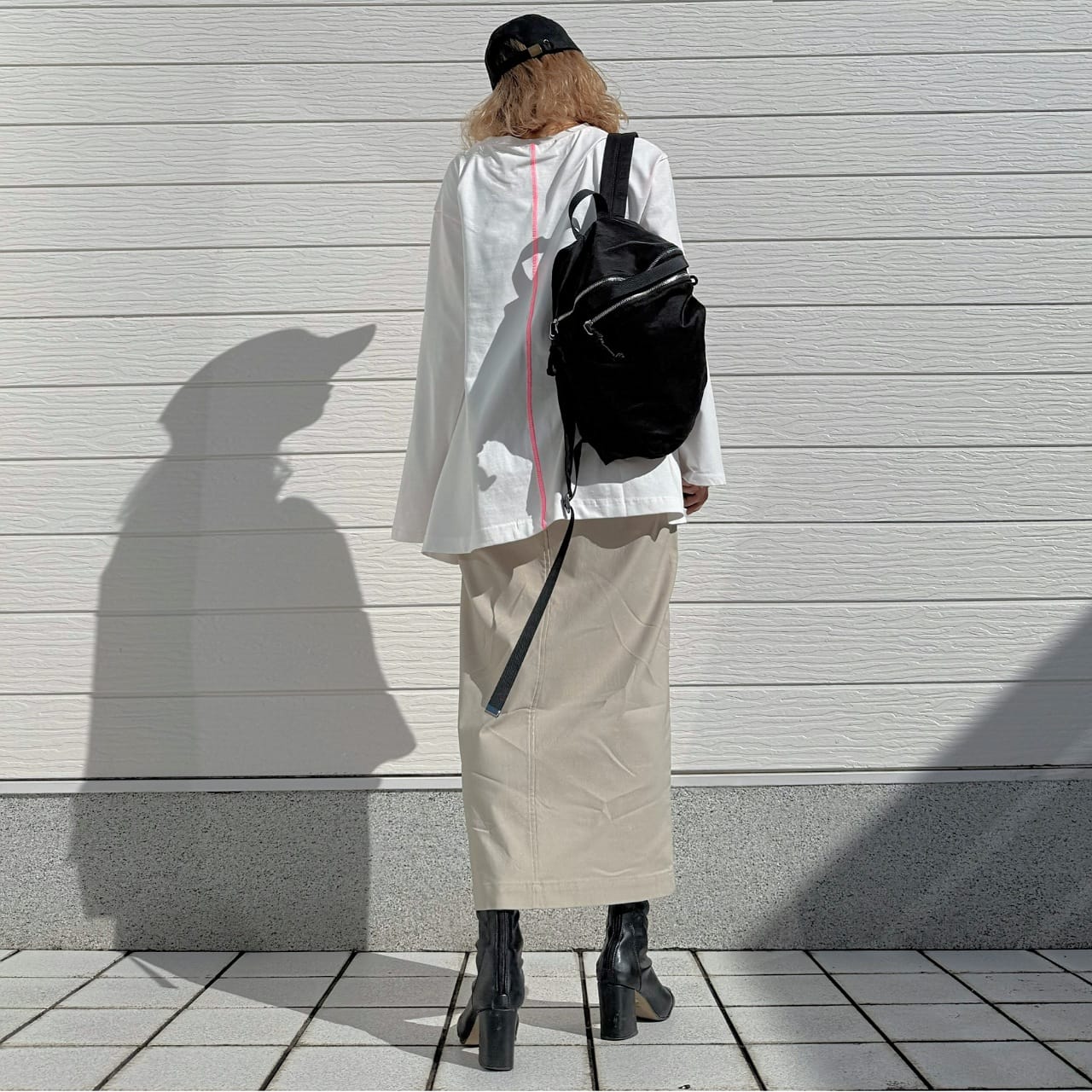 裏毛ストレッチタイトスカート チャコールグレー Free