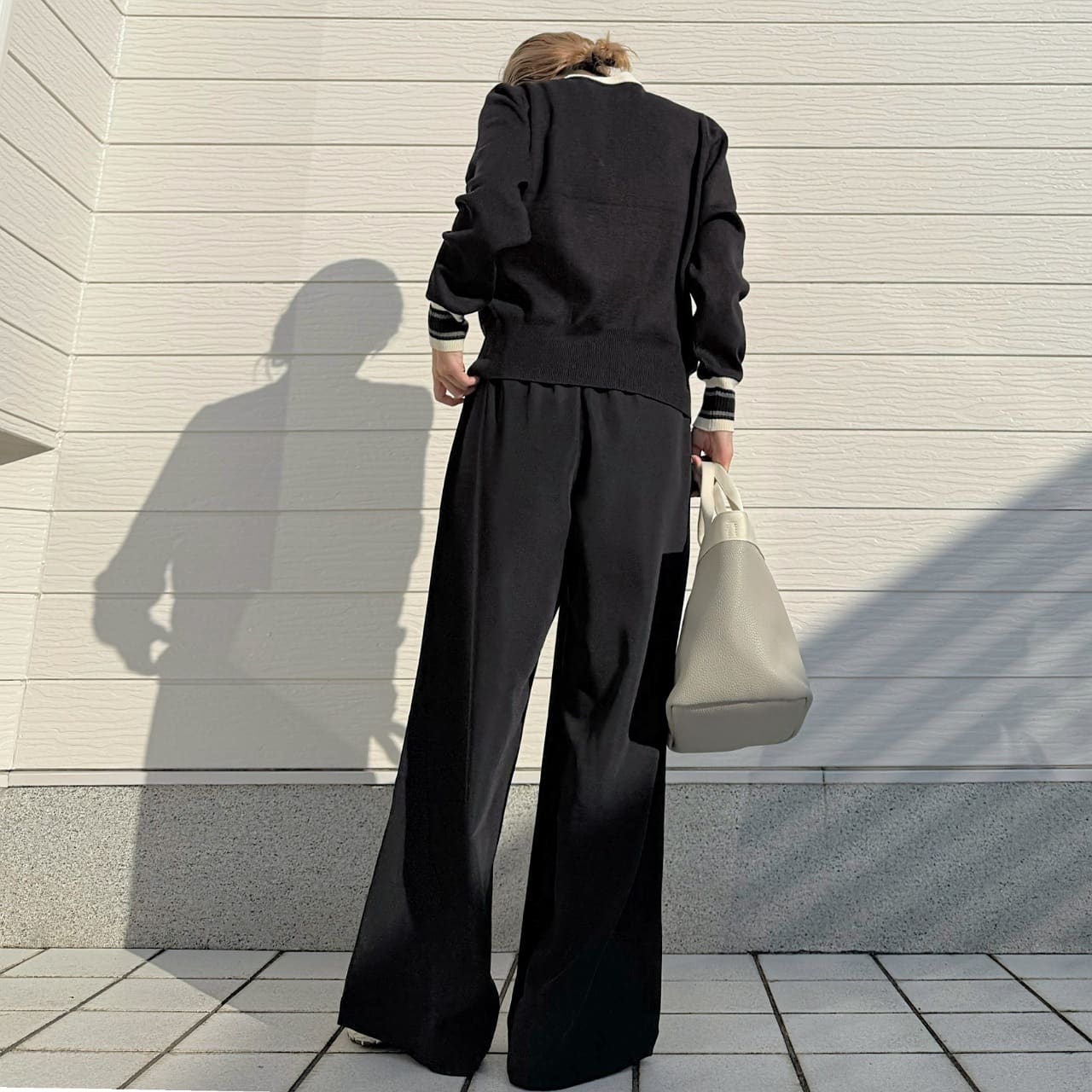 ウエストギャザーワイドパンツ ブラック Free