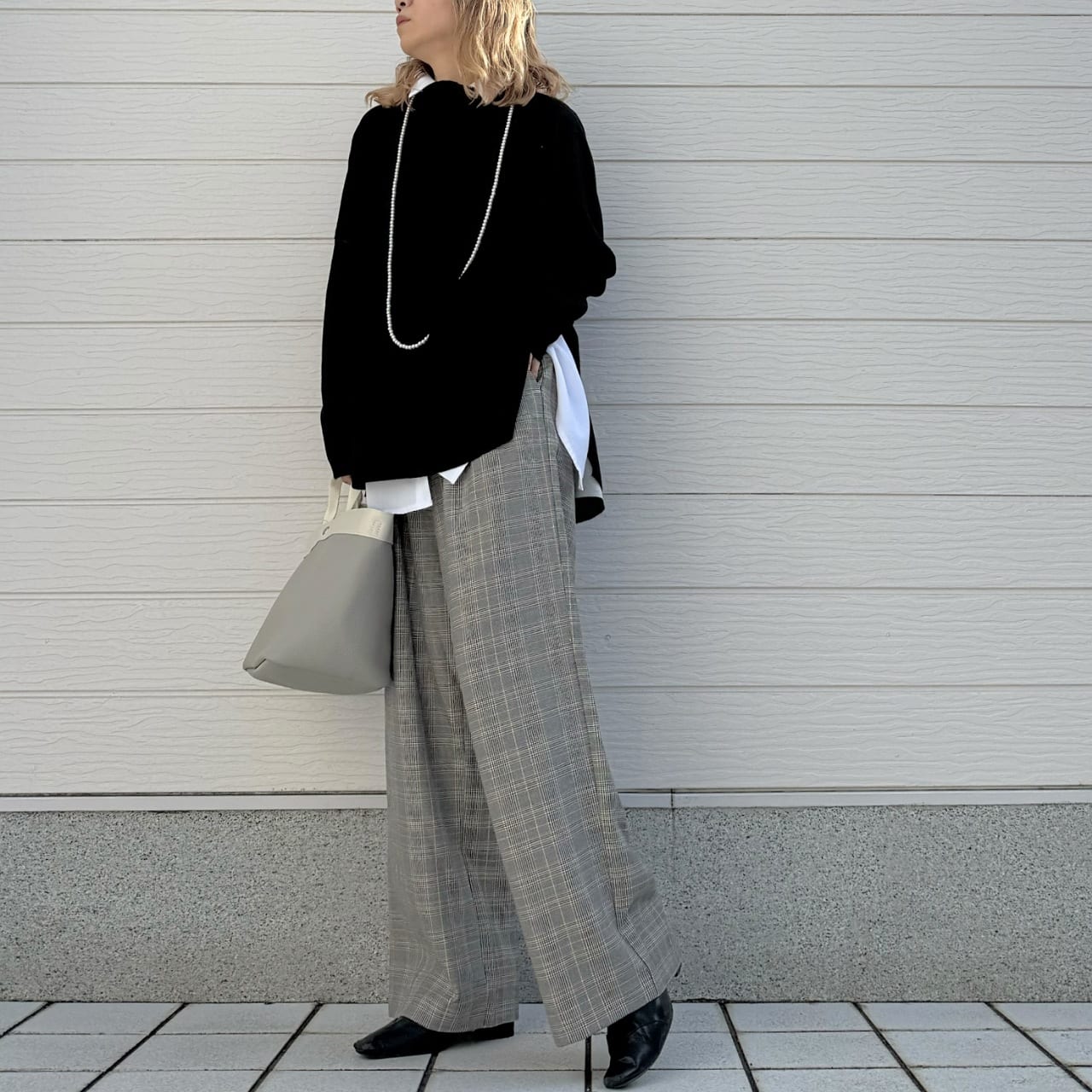 グログランラインチェックパンツ ブラウン Free