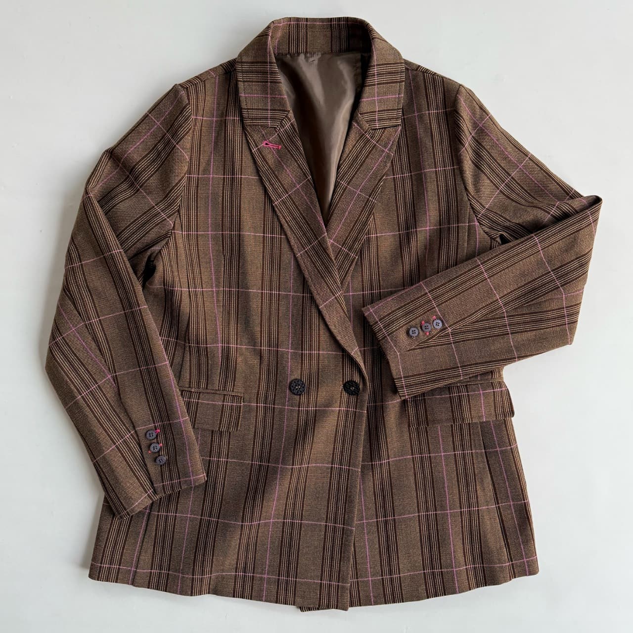 チェックジャケット ブラウン Free