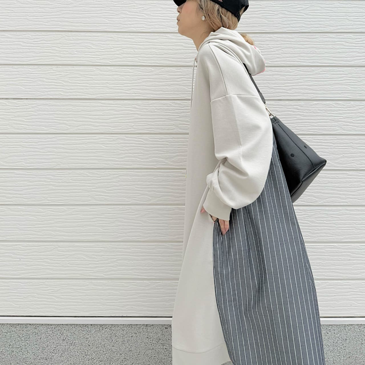 フーディーシャツドッキングワンピース アイボリー Free