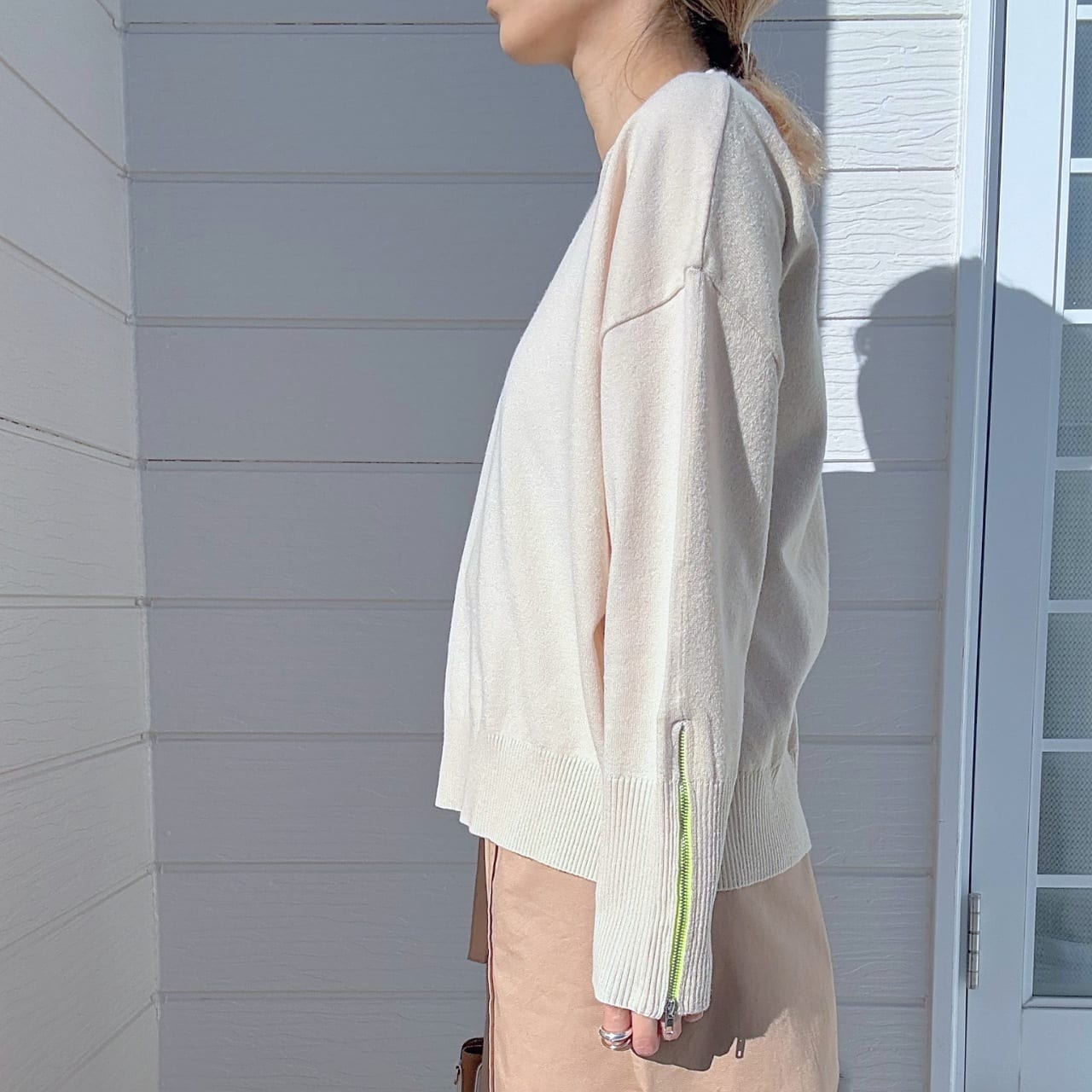 バイカラーZipニット ブルー Free