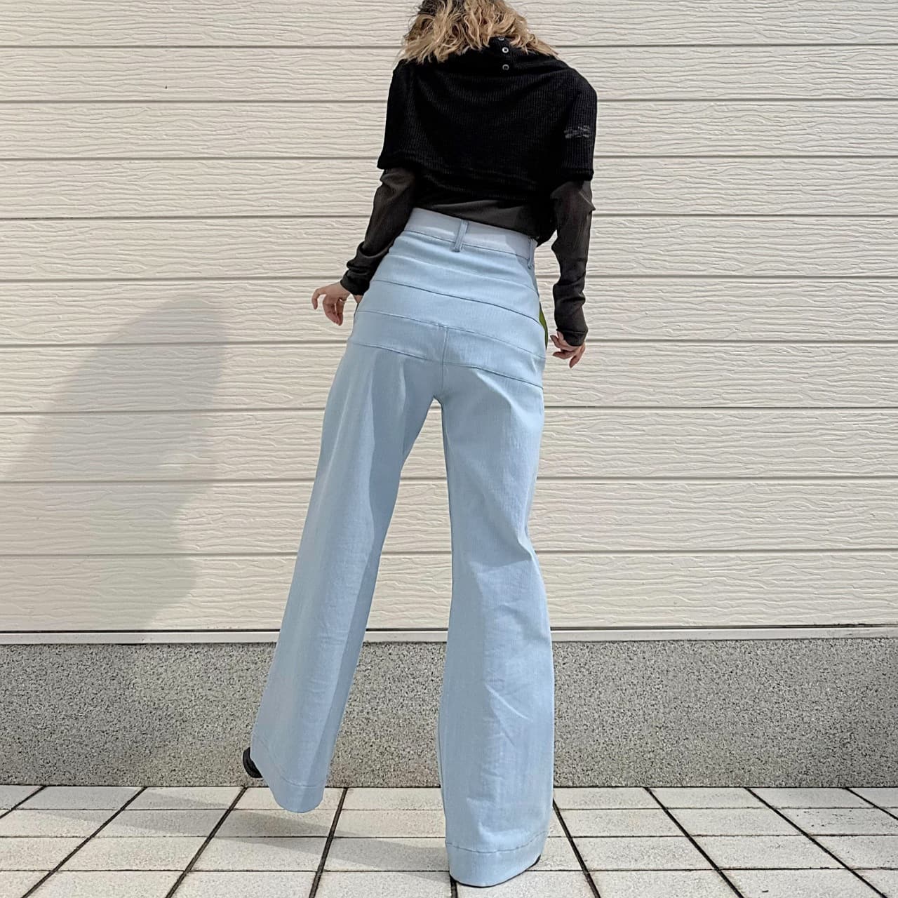 ボーダーラインデニムパンツ ブルー S(36)