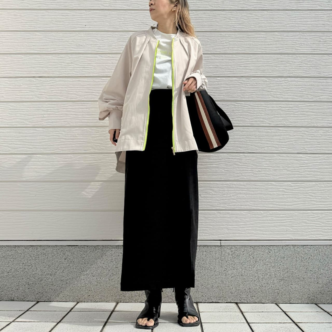 バックテープラインブルゾン アイボリー Free