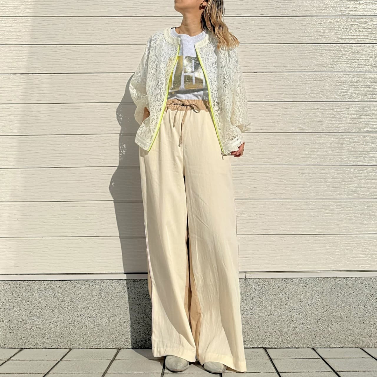 レースブルゾン ホワイト Free