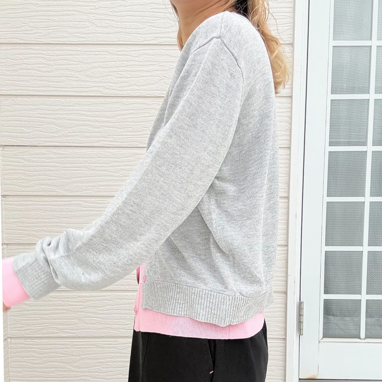 レイヤード風バイカラーカーデ ホワイト×イエロー Free