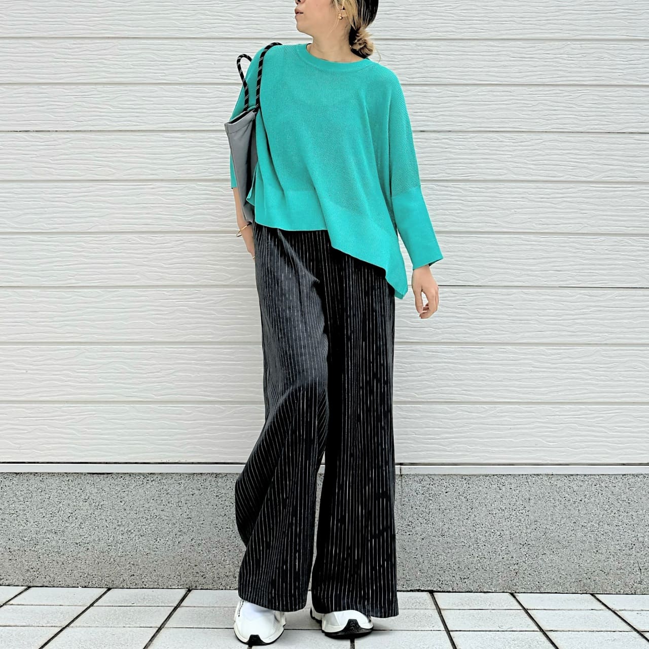 UV片畦ボックスニット グリーン Free