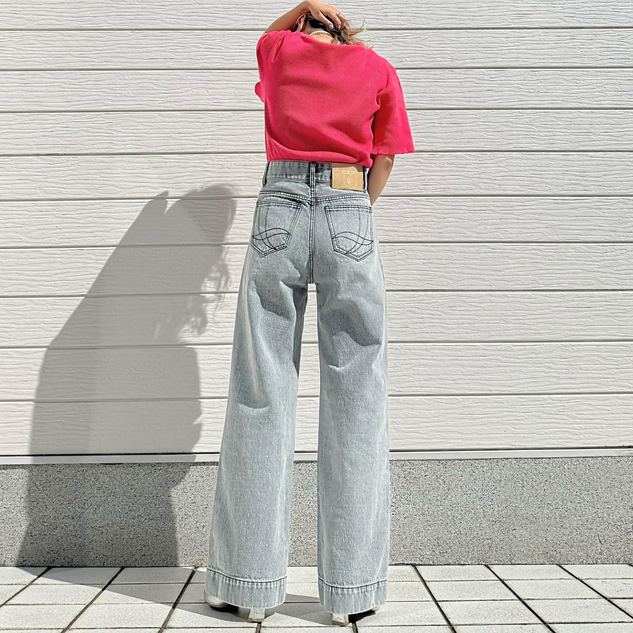 Qgirlワイドデニム BK ブラック L(40)