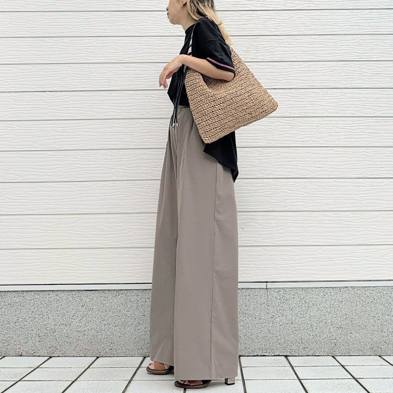 アイスタッチワイドストレートパンツ グリーン Free