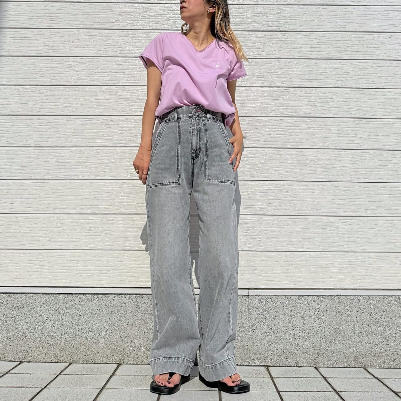 Airlyポイント刺繍デイリーT ピンク Free