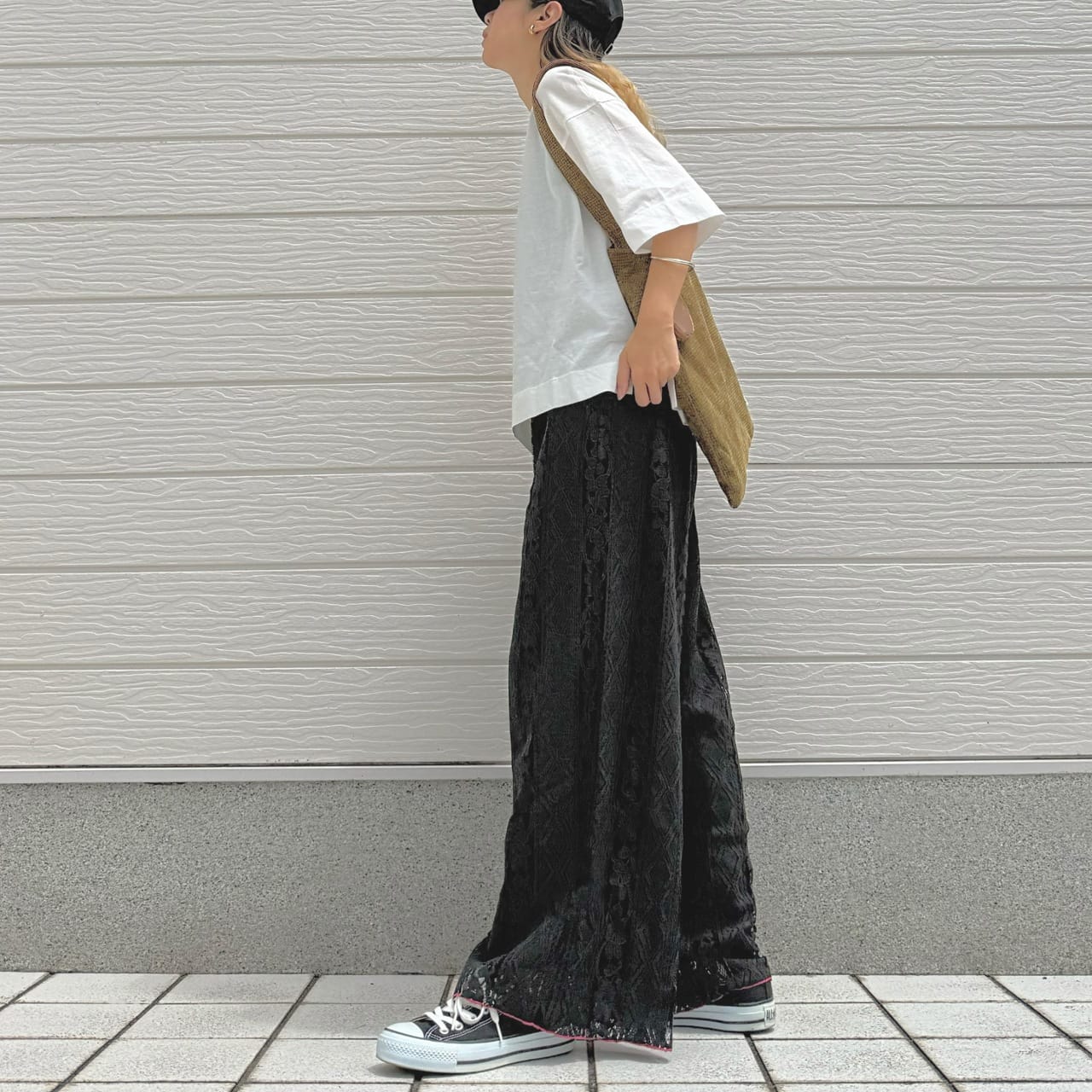 ラインゴムストライプパンツ ホワイト Free