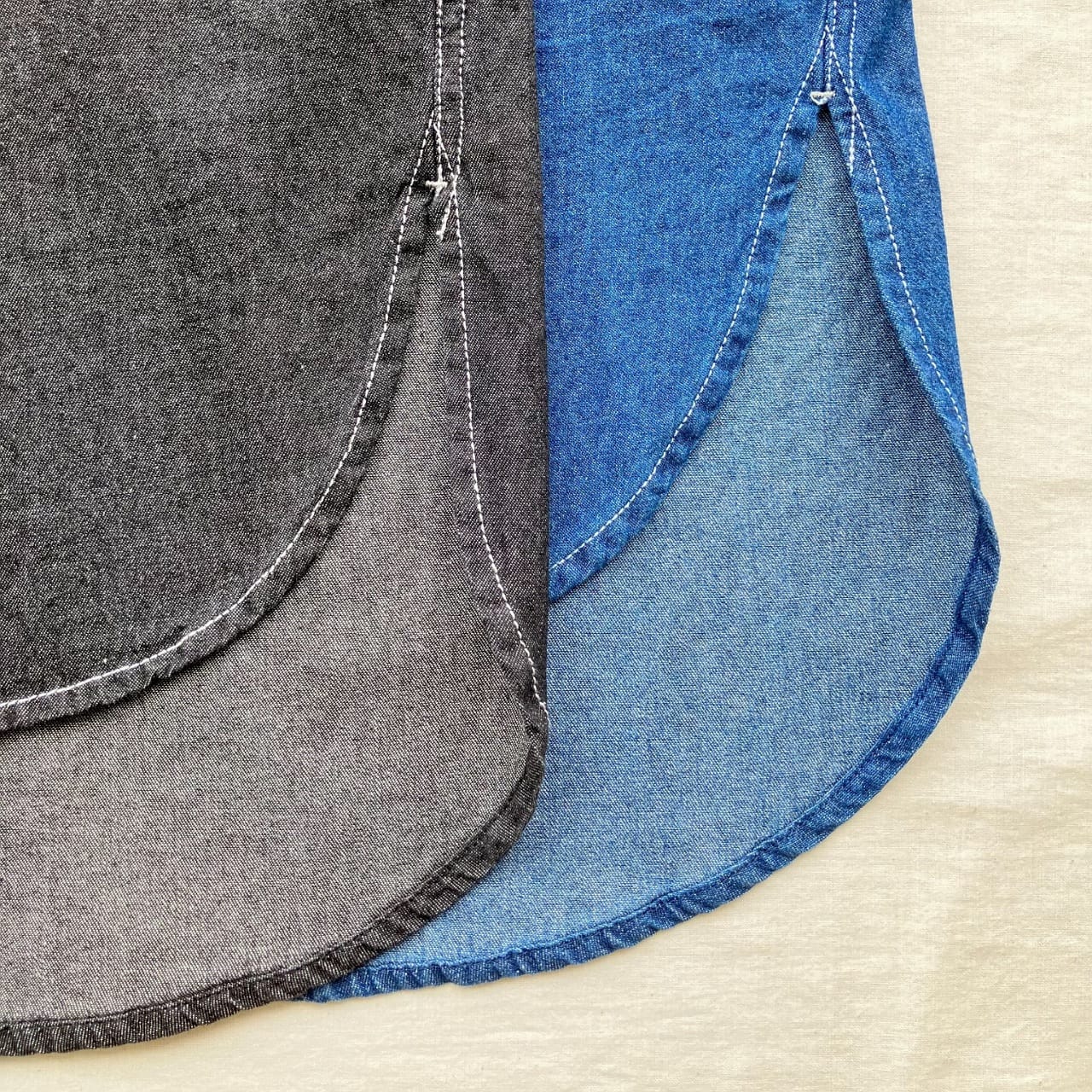 バンドカラーデニムシャツ インディゴ Free