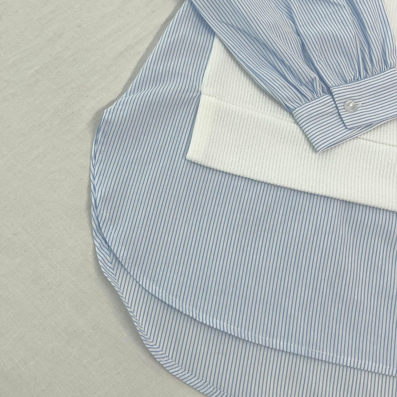 ストライプシャツドッキングニット ホワイト Free